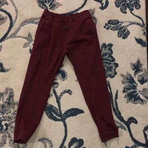 Burgundy Hollister pants.
